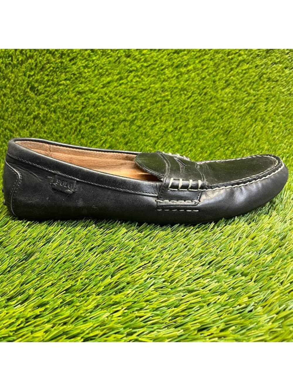 Polo Ralph Lauren WES Mens Size 11 Black Casual Classic Leather Loafer Shoes